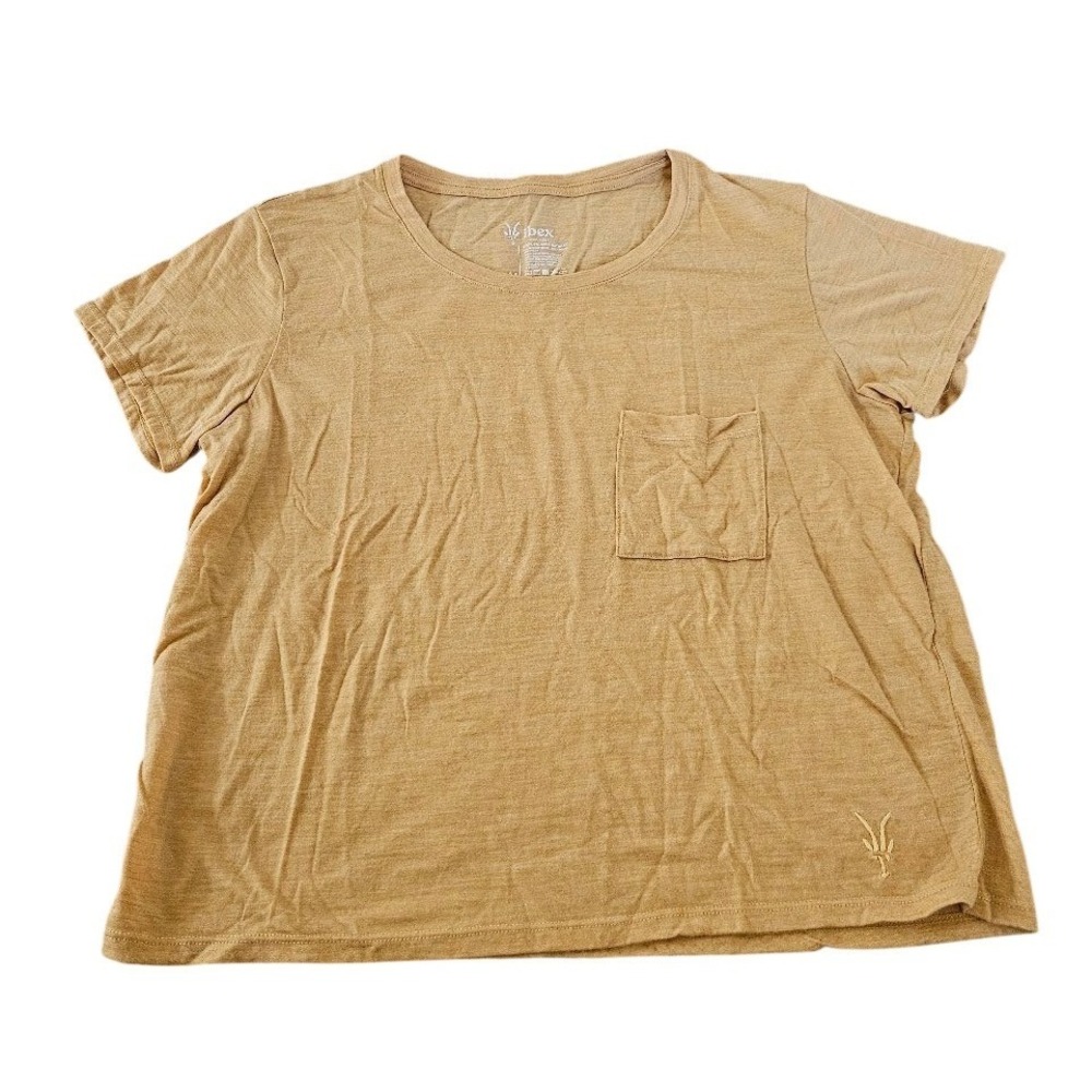 Ibex Womens Merino Wool Tencel Blend Pocket Tee Mustard Yellow Size Medium